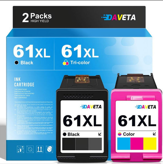 61XL Ink Cartridges for HP 61 Ink for HP 61 Black Ink for HP 61 Ink Cartridge Combo Pack for HP Envy 4500 Deskjet 1000 1056 1510 1512 1010 1055 OfficeJet 4630 Printer (Black, Tri-color)