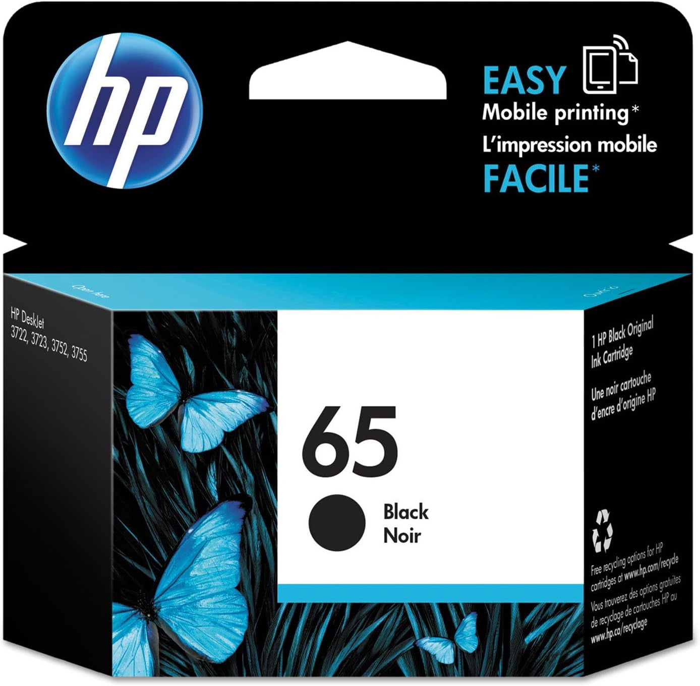 65 Black Ink Cartridge for HP 65 65XL  Ink Cartridge, (1 Pack)